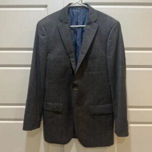 Indochino Blazer Mens 42 Gray Plaid Wool Blend Sport Coat Jacket Modern Slim Fit